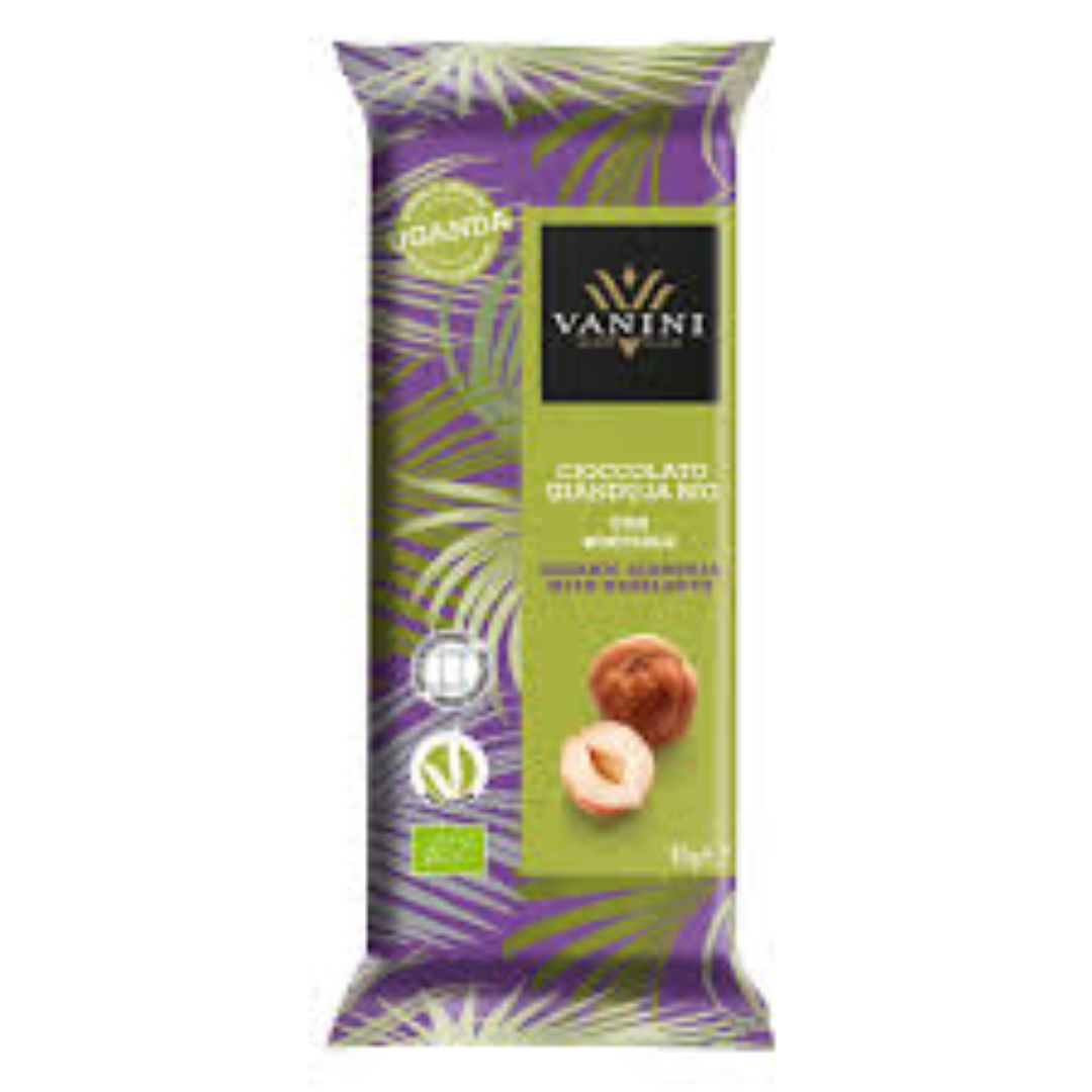 VANINI UGANDA ORGANIC CHOC.WITH HAZELNUT 85G